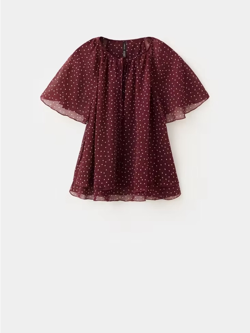 Mango Burgundy Polka Dot Chiffon Blouse